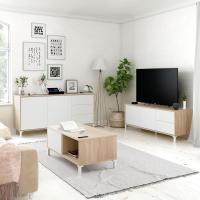 Conjunto de Muebles de Sala de Estar de Roble Canadian y Blanco Cajones, Buffet, Molo Brooklyn - details 9