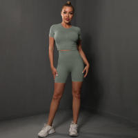 Conjuntos de Yoga para Mujeres Pantalones Deportivos sin Costuras, Tops Cortos - details 25