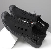 Sandalias de hombre Verano Suela suave Antideslizante Exterior Punta a punta Transpirable Hueco Zapatos de cuero casuales - details 1