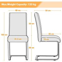 2 Piezas Sillas de Comedor Sillas de Oficina Conferencia Altura 47cm Carga Máxima 135kg Blanco - details 28