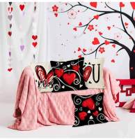 Nueva funda de almohada de amor rojo para el Día de San Valentín, funda de almohada decorativa festiva para el hogar, funda de cojín estampada con línea - details 5