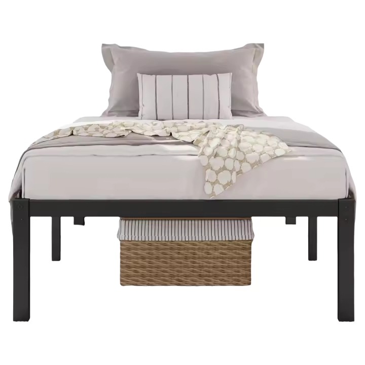 Bastidor de Cama Metálico Listones de Acero Espacio de Almacenamiento Bajo la Cama Fácil Montaje Cama Individual 90 x 190 x 36.5 cm Negro - 1