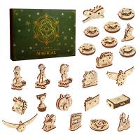 Calendario clásico de cuenta regresiva navideña de madera con 24 cajas ciegas - Decoración de árbol de Adviento de bricolaje, coleccionables de decoración del hogar con temática de plantas - Regalo de Navidad ideal para familiares y amigos - Lo mejor para - details 0