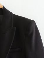 TRAFZA-traje elegante de manga larga para mujer, traje con cuello, Bolsillo falso, decorado, Color sólido, estilo callejero, prendas de vestir exteriores informales - details 35