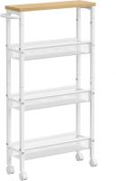 Carro de 4 Niveles, Carro Estrecho de Cocina con Ruedas, con Asa, para Espacio Reducido, 22 x 45,4 x 77 cm, para Cocina, Baño, Salón, Estudio, Marrón Rústico y Negro LRC033B01 - details 22