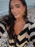 Vestidos de punto a rayas para mujer, vestido Maxi de playa con cordones de manga larga para mujer, batas ajustadas de punto con cuello cuadrado calado - details 4