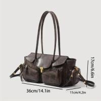 Bolso Biker Chic Negro con Horquilla Dorada Bolso Comutador Versátil con Pequeños Bolsillos de Cremallera Bolso de Hombro Ajustable para Mujeres - details 8