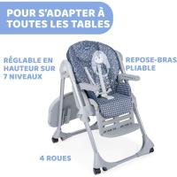 para niños de 6 meses a 3 años (15 kg), trona reclinable con altura y reposapiés ajustables, 4 ruedas, plegable, Azul - details 3