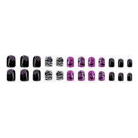 Uñas postizas de color morado y negro con purpurina, duraderas y nunca divididas, cómodas, para uso diario y en fiestas - details 4