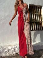 Vestido de fiesta de retales a la moda con tirantes finos y estampado sin espalda para mujer de verano, vestido elegante sencillo sin mangas para mujer 2025 - details 0