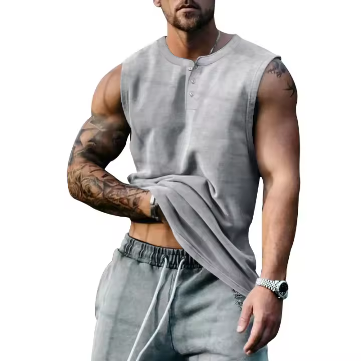 Camiseta sin mangas informal sólida de verano para hombre, camiseta sin mangas para culturismo, camisetas sin mangas de gran tamaño para gimnasio, camiseta de baloncesto, chaleco, ropa para hombre - 1