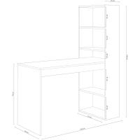 Ordenador, Escritorio con Estanteria Reversible, Blanco Artik, Modelo Duplo, Medidas: 120 cm (Ancho) x 53 cm (Fondo) x 144 cm (Alto) - details 2