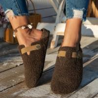 Zapatillas de mujer, zapatos de piel para mujer, novedad de invierno, zapatos planos con hebilla, plataforma para caminar, chanclas de felpa para mujer, botas interiores cálidas informales para mujer - details 1