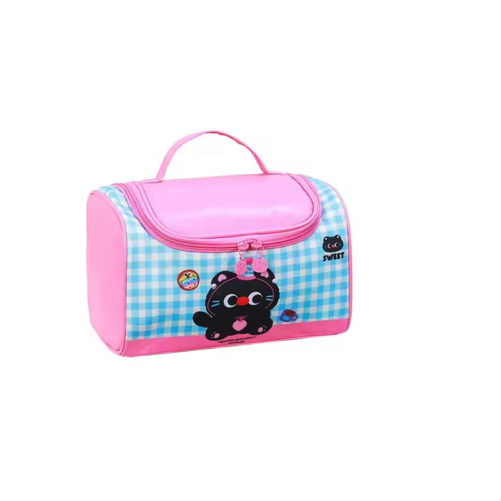 Bolsa de maquillaje portátil de gran capacidad para gatito, bolsa de cosméticos de mano de estilo coreano, bolsa de aseo para gato y Panda para mujer - 1