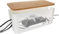 Caja de cables con tira, organizador de gestión de cables de alimentación de madera, cargador antipolvo, Cubo de almacenamiento de línea de red - details 2