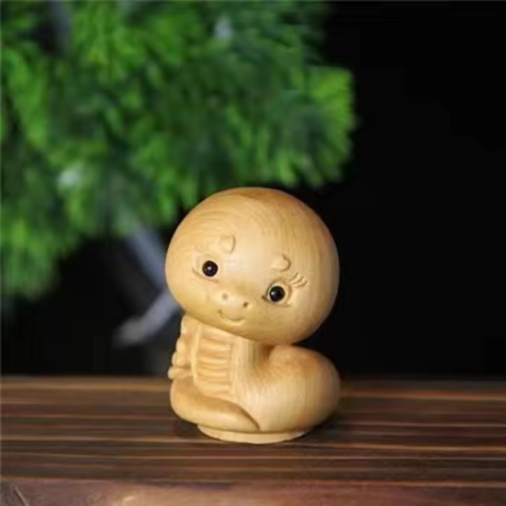 Doce zodiaco tallado en madera, doce zodiaco, lindo tallado en madera, adornos en miniatura, artesanía, Animal PEQUEÑO - 1