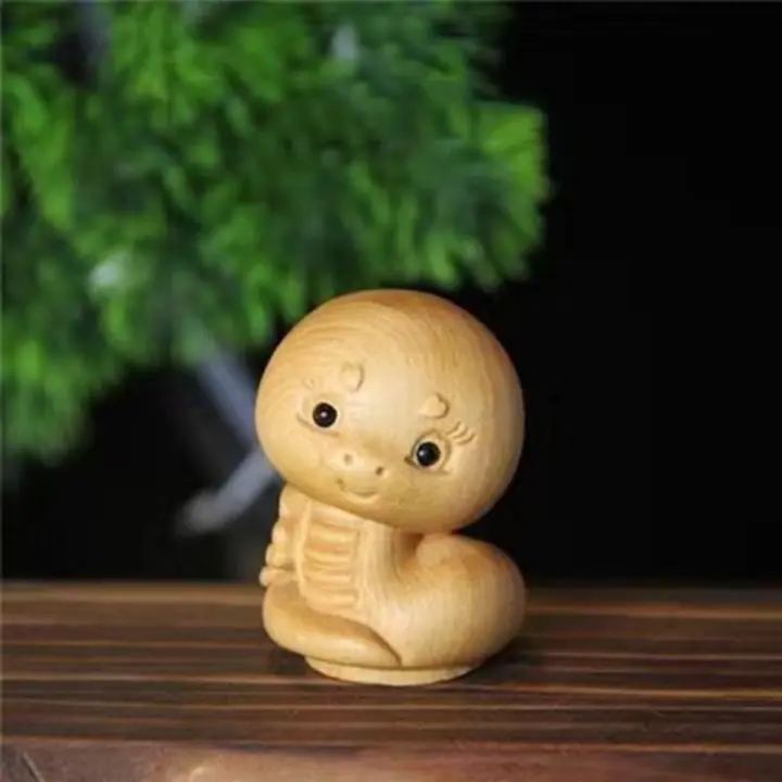 Doce zodiaco tallado en madera, doce zodiaco, lindo tallado en madera, adornos en miniatura, artesanía, Animal PEQUEÑO - 1