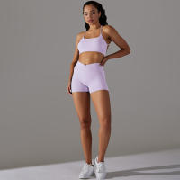 Hamidou-Conjuntos de Yoga cortos para mujer, Sujetador deportivo con espalda bonita, ropa deportiva, atuendo deportivo para mujer, Top corto para correr, pantalones cortos, ropa de entrenamiento - details 27