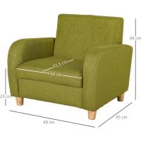 Sillón Infantil Mini Sofá para Niños de +3 Años con Asiento Acolchado Reposabrazos y Estructura de Madera Carga Máx. de 65 kg 49x45x44 cm Verde - details 4