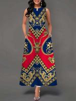 Women's Boho Long Dress Elegant Sleeveless Floral Print Casual Beach Party Summer Dress - details 35