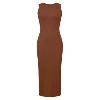 Nueva moda informal de verano para mujer, tela sin mangas, cuello redondo, vestido negro, paquete femenino, caderas, vestidos elegantes para fiesta en la playa - details 10