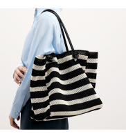 Bolso de Mano Lazy Wind Holiday Bolso de Lona Portátil de Gran Capacidad con Tiras Blancas y Negras para las Axilas - details 7