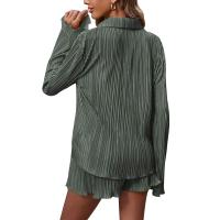 Conjunto de Pantalones Cortos Sueltos Informales para Mujer Traje Elegante de Dos Piezas Color Liso - details 13