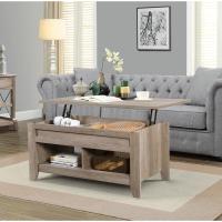 Mesa de Café de Madera Elevable Diseño Moderno para Sala Tamaño 104,5 x 49,5 x (49-61,5) cm Gris - details 2