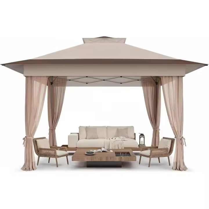 Amada Gazebo de 13 x 13, bolsa con cubierta para tienda de campaña con ruedas de un solo empuje, toldo emergente con red para patio, fiesta, patio trasero, 3 velocidades - 1