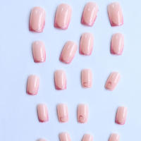 ARTAUG 24PCS Uñas Postizas De Presión Cuadradas Medianas Rosa Morada Diseño Francés Amor Set Completo De Uñas Postizas Falsas Para Fiesta Verano - details 1