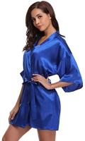 Bata de satén para mujer, lencería íntima, ropa de dormir sedosa, regalo de boda nupcial, bata de baño tipo kimono informal, camisón Sexy - details 32