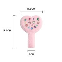 Espejo de mano de amor portátil coreano, espejo de mano compacto bonito, mango de felpa, herramienta de maquillaje en forma de corazón para mujer - details 0