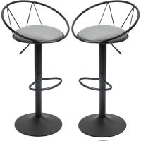 Juego de 2 Taburetes de Bar Muebles, Diseño Neo-retro Giratorio Ajustable con Reposapiés de Metal, Color Negro y Gris - details 0