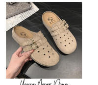 Medias zapatillas baotou retro de suela gruesa para uso exterior de las mujeres, primavera y verano nuevos zapatos de pedal para personas perezosas transpirables y versátiles - details 32