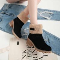 Botas de nieve de gamuza con tacón grueso de tubo medio europeo y americano de otoño e invierno para mujer Botas de algodón para mujer - details 21