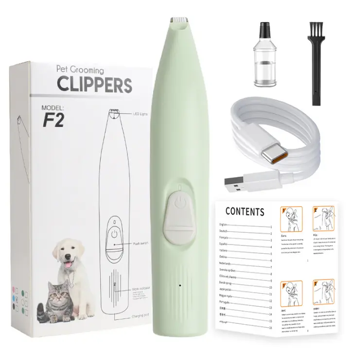 Recortador de patas de perro para el cuidado de mascotas, recargable, con luz LED, poco ruido, para ojos, orejas y espalda facial de mascotas - 1