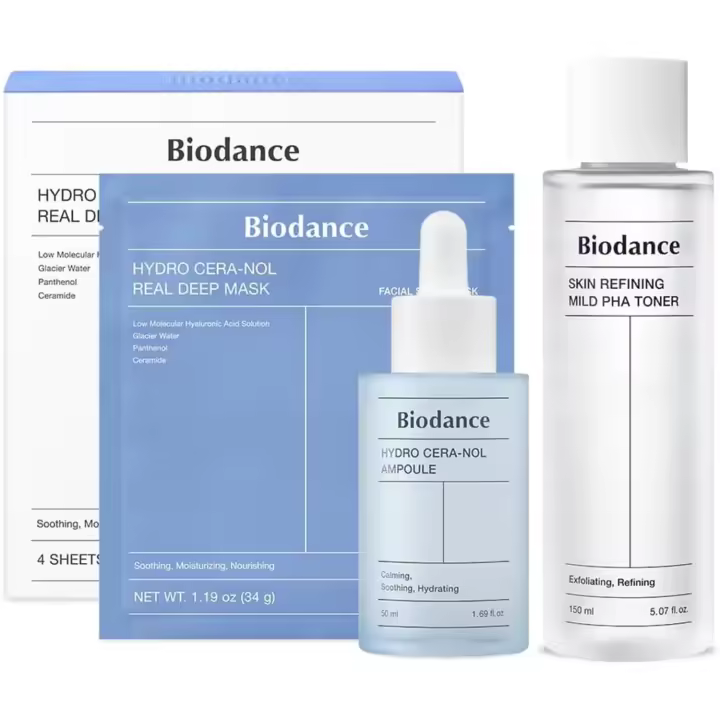 BIODANCE Newbornskin Trio: ampolla de tónico PHA suave refinador de la piel y mascarilla profunda Hydro Cera-nol Real - 1