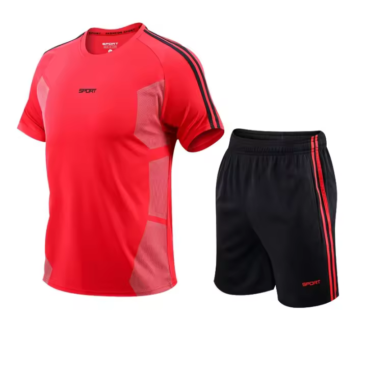 Traje de manga corta de secado rápido para hombre, ropa de fitness deportiva para correr al aire libre, LT318 - 1
