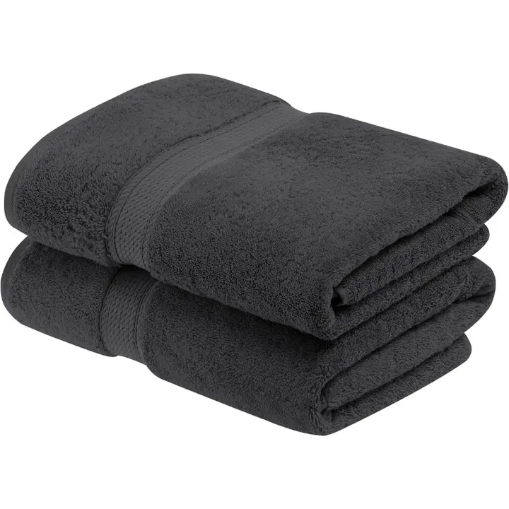 140l. x 76an. Juego de Toallas de baño de algodón de 900 g/m2, Color carbón, 2 Piezas - 1