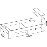, Cama Compacta de 90 x 190 con Cajones, Blanco, 96 x 99 x 218 cm - details 14