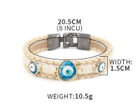 Pulsera de cuentas tejida multicapa de cuero de aleación de ojo azul de estilo turco original - details 0