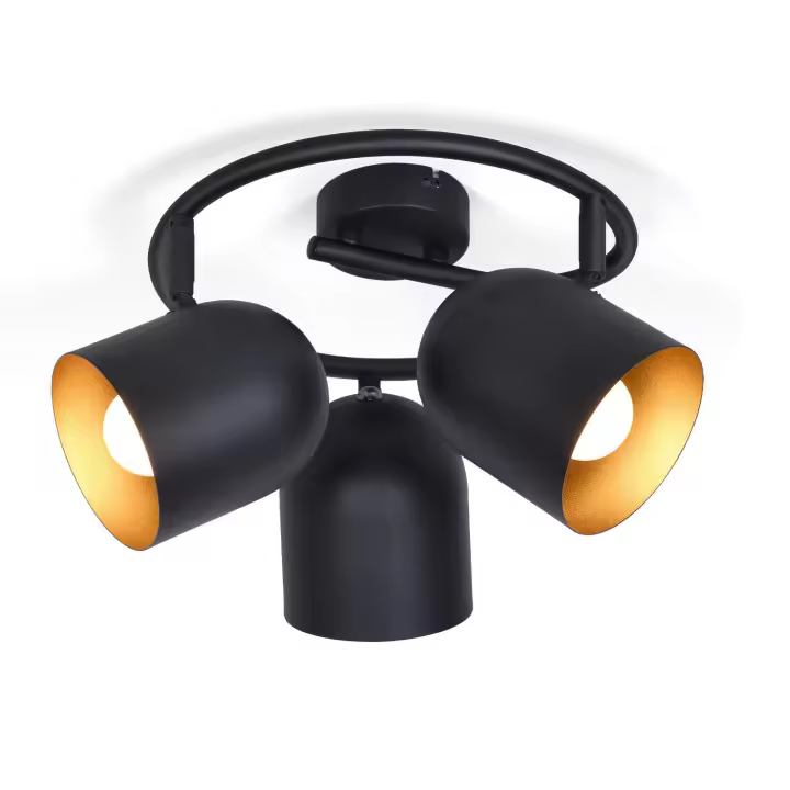 CBJKTX Plafón E14 negro dorado foco de techo lámpara de pasillo industrial vintage ajustable sin bombilla 350 °   ajustable - 1