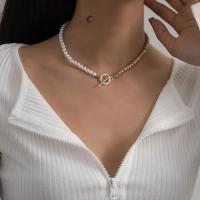 Collar de cadena con perlas de imitación para mujer, Gargantilla clásica Vintage con cierre OT, Color dorado, regalo de joyería 2023 - details 0