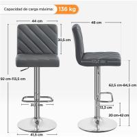Juego de 2 Taburetes de Bar Altura Ajustable 92-113,5cm Sillas de Bar Asientos Giratorios Diseño Moderno Taburetes Altos Negro - details 11