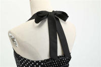 Vintage Women Summer Polka Dot Print Halter Party Dresses - details 41