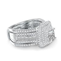 Anillo de Moissanita de Plata 925 Estilo de Princesa para Mujeres Brillante Banda de Compromiso de Oro Plateado 14K - details 7