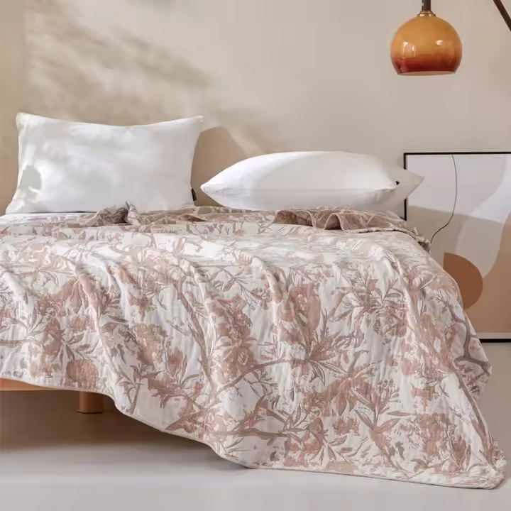 Manta de Algodón Gaze de 4 Capas Cubierta Refrescante para Cama Doble Ideal para Verano - 1