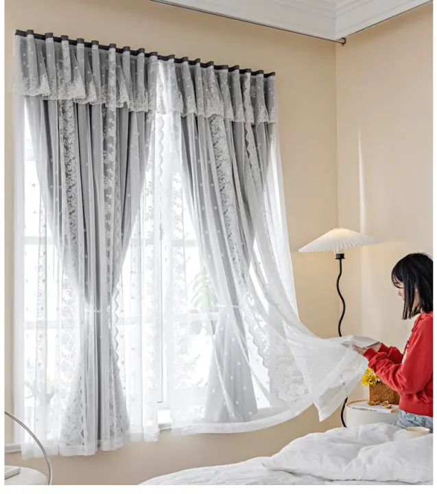 Cortinas Opacas de salón,Doble capa,aislantes, frío y Calor Con velcro para patio, cocina y dormitorio, 1 Pieza - 1