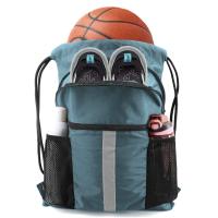 Bolsa de gimnasio deportiva de nailon, mochila ultraligera con cordón de gran capacidad, correas ajustables, mochila portátil multifuncional para senderismo - details 7