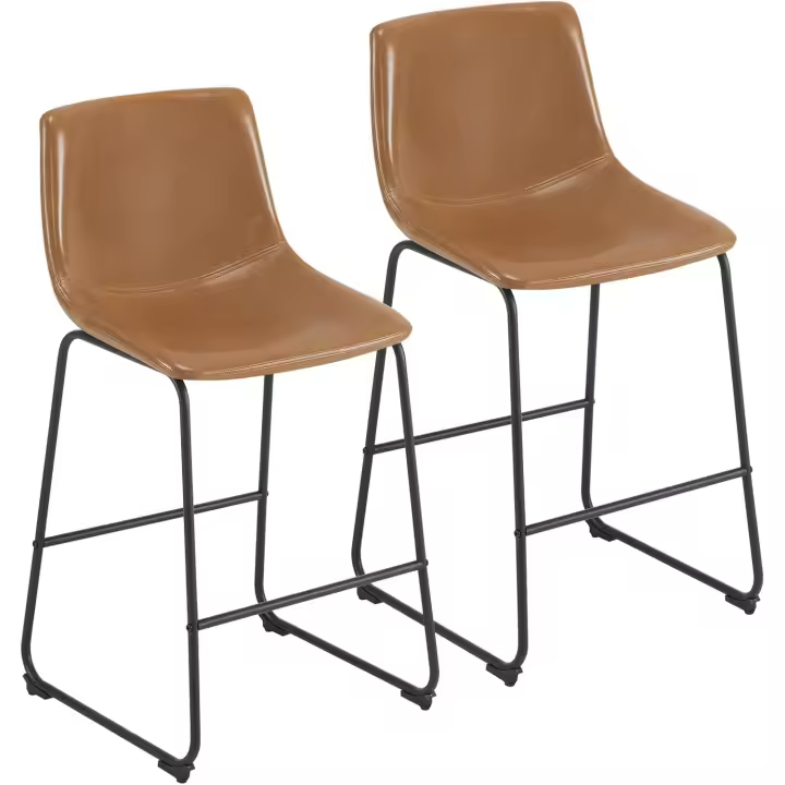 Taburetes de comedor con respaldo, silla de bar para cocina o cafetería con patas metálicas y reposapiés. - 1